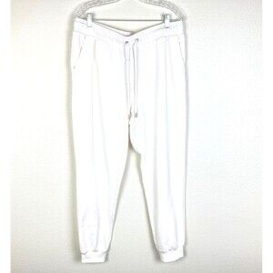 Women's Fleece Jogger Pants Auden Size L White Lounge Cozy Workout Soft